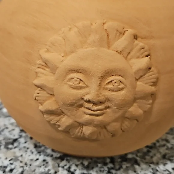 Vintage Clay Pitcher with Sun Design - Picture 2 of 4